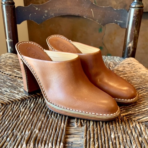 ✨Tod’s Luggage Color Platform Block Heel Clogs✨6✨ - Picture 1 of 15